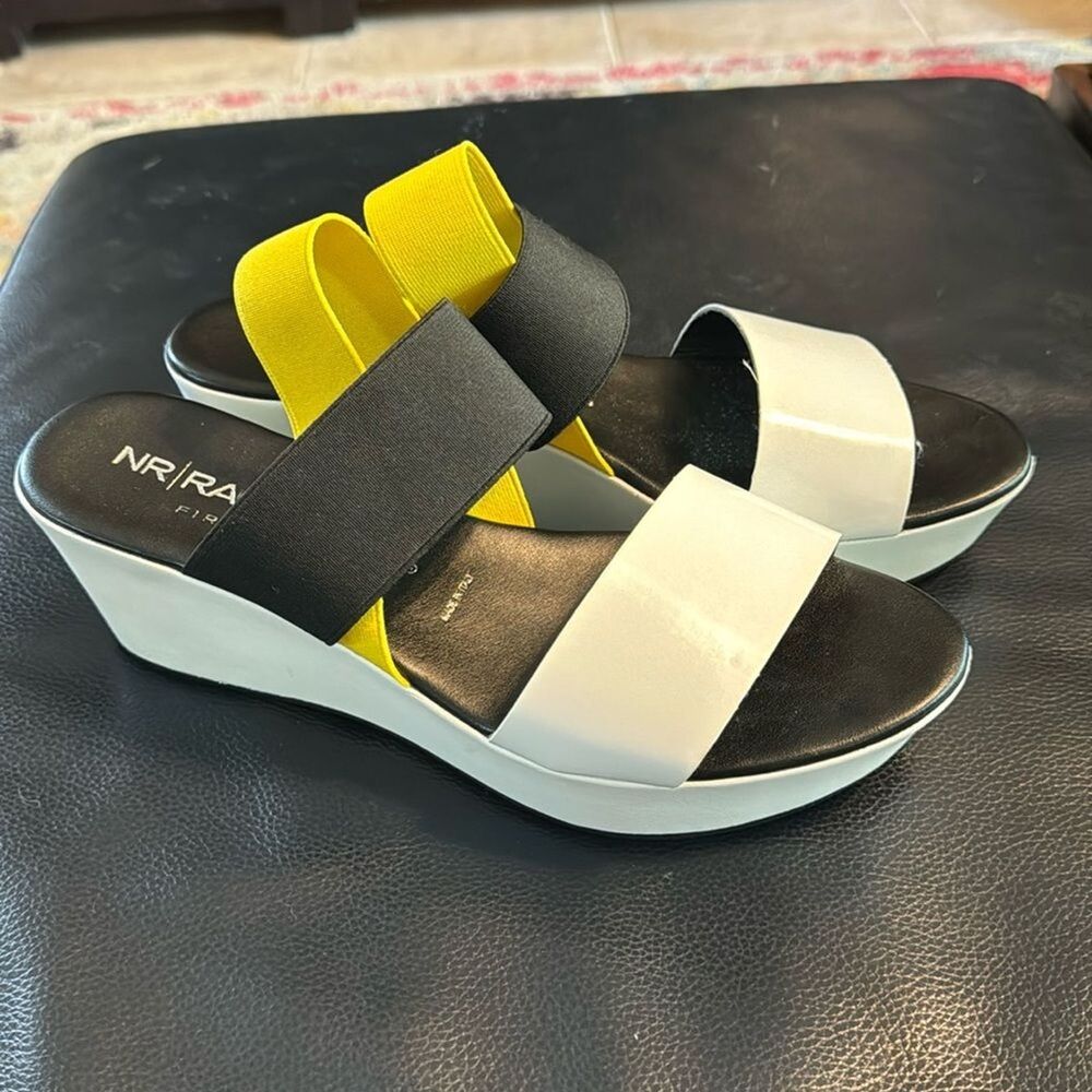 NR Rapisardi Lisa Patent Leather Platform Wedge Sandals EU 40 US 9